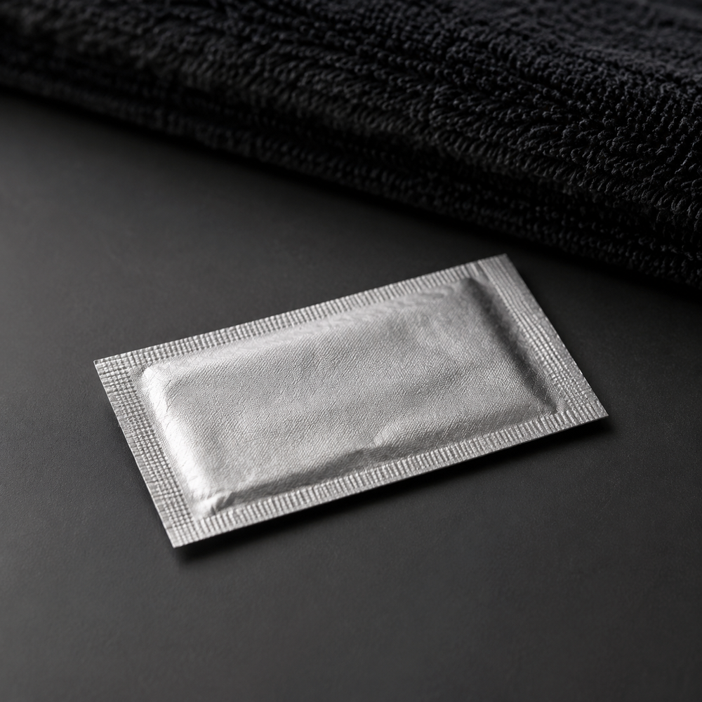 Close-up of a sealed Perma-Sharp half-blade wrapper