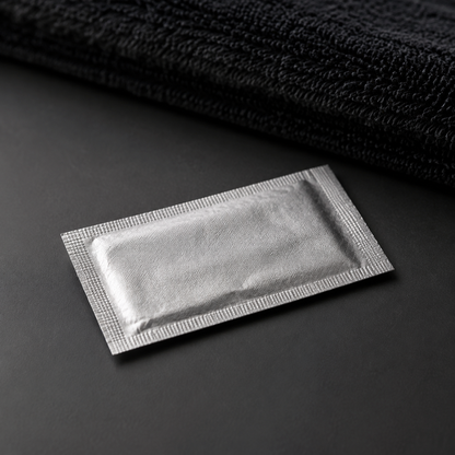 Close-up of a sealed Perma-Sharp half-blade wrapper