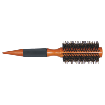 Round Hair Brush Bristle Dark Wooden Handle