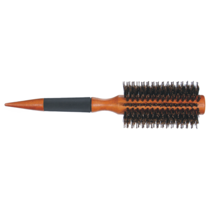Round Hair Brush Bristle Dark Wooden Handle