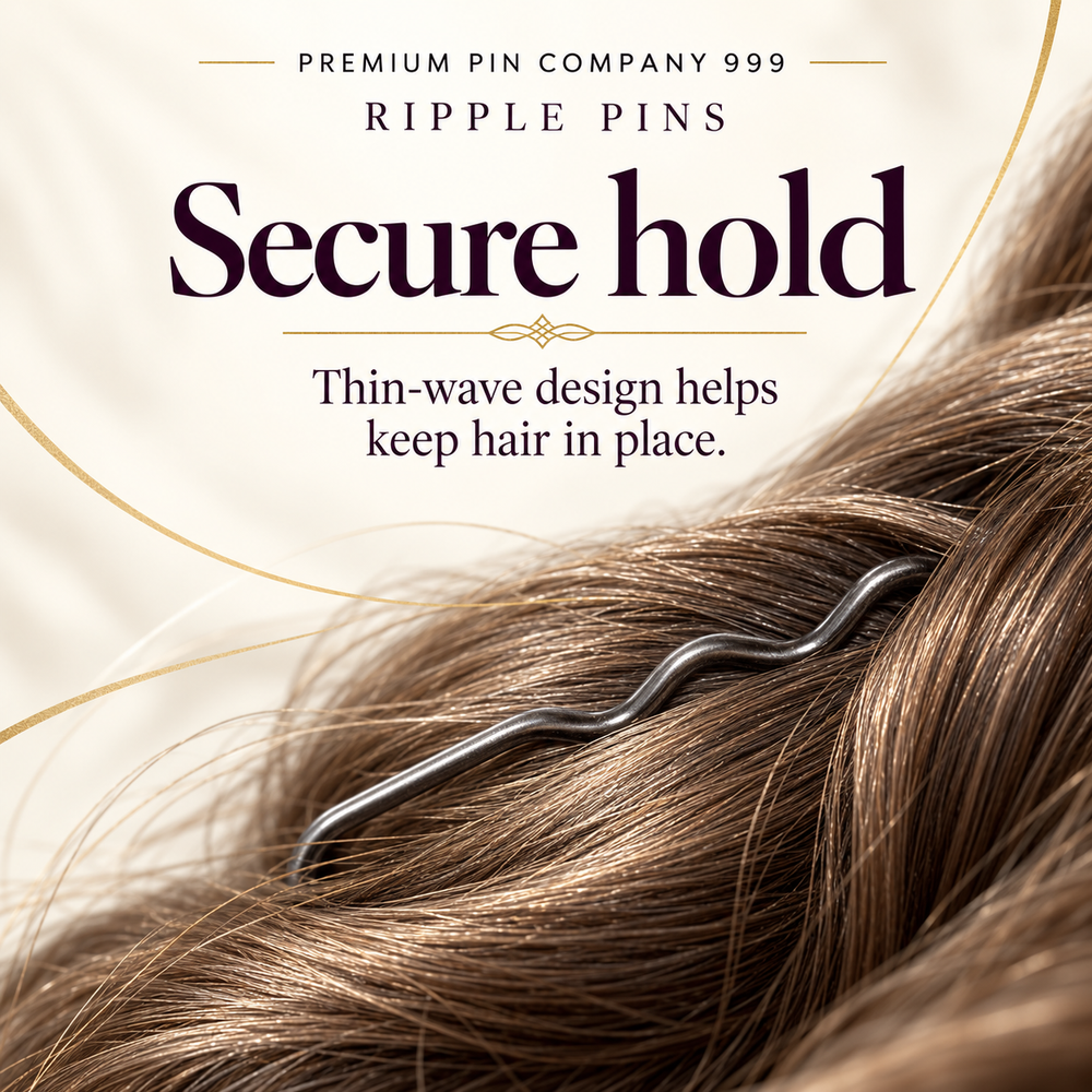 Premium Pin Company 999 Ripple Pins - Secure hold. Thin-wave design helps keep hair in place.