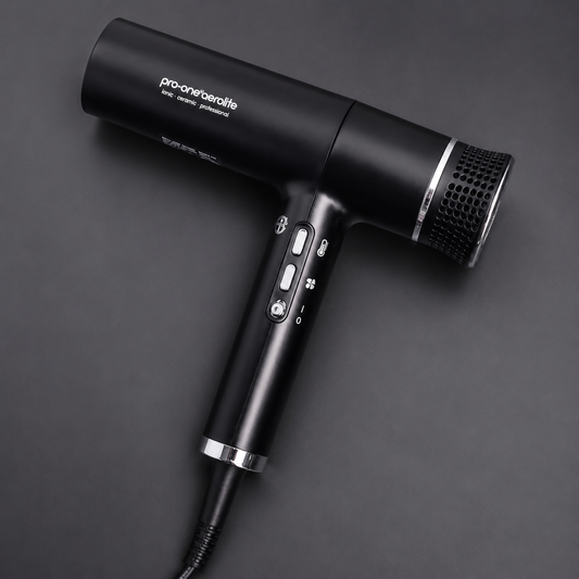 Pro-One Aerolite black hairdryer with controls and rear filter