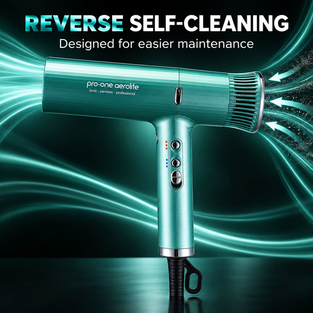 Pro-One Aerolite Hairdryer Emerald Green benefit image 3