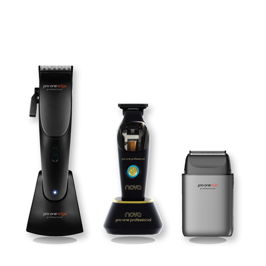 Pro-One Edge, NOVA & Solo Complete Barber Trio fixed bundle exact products on a clean white background
