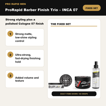ProRapid Barber Finish Trio – INCA 07 key benefits and included ProRapid products