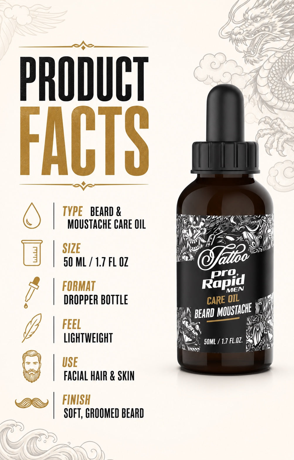 ProRapid Beard Oil 50ml product facts