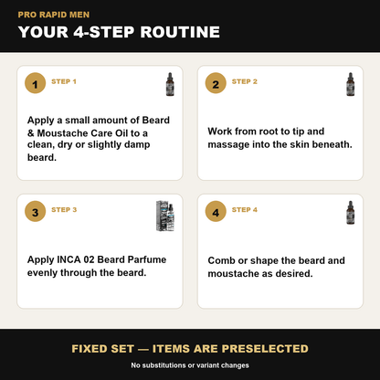 ProRapid Beard Oil & Scent Duo – INCA 02 step-by-step ProRapid grooming routine