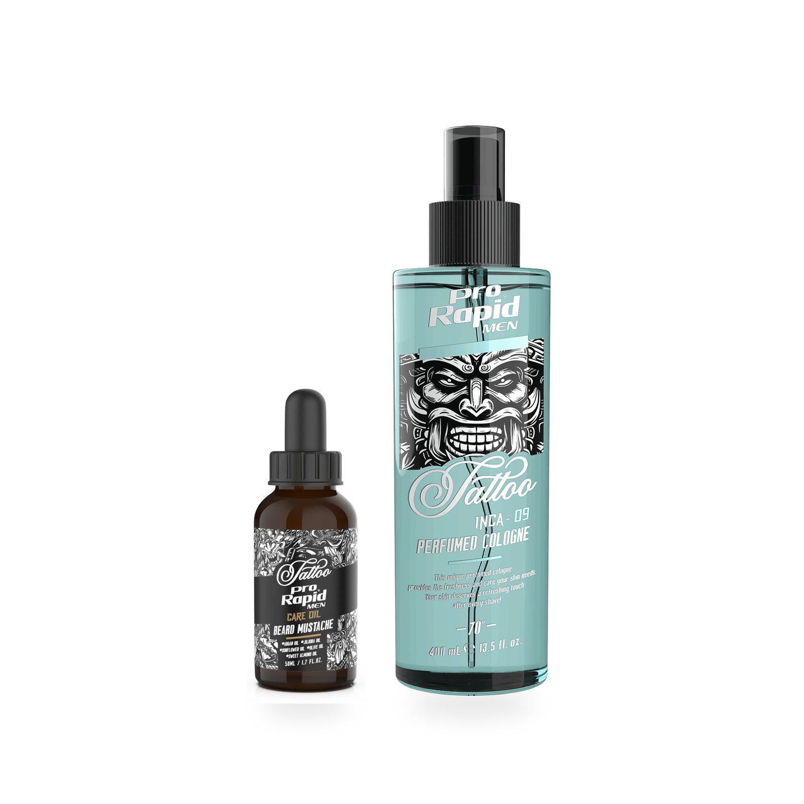 ProRapid Beard Oil & Tattoo Cologne Duo – 09 fixed bundle on a clean white background