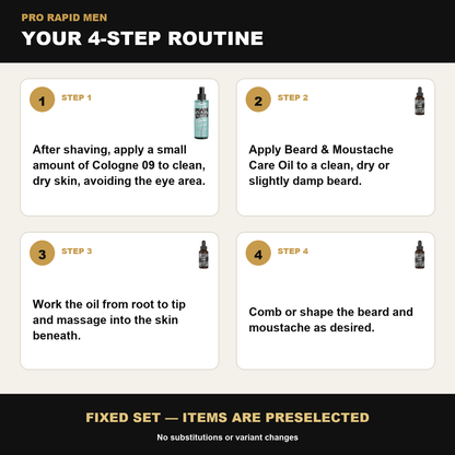 ProRapid Beard Oil & Tattoo Cologne Duo – 09 step-by-step ProRapid grooming routine
