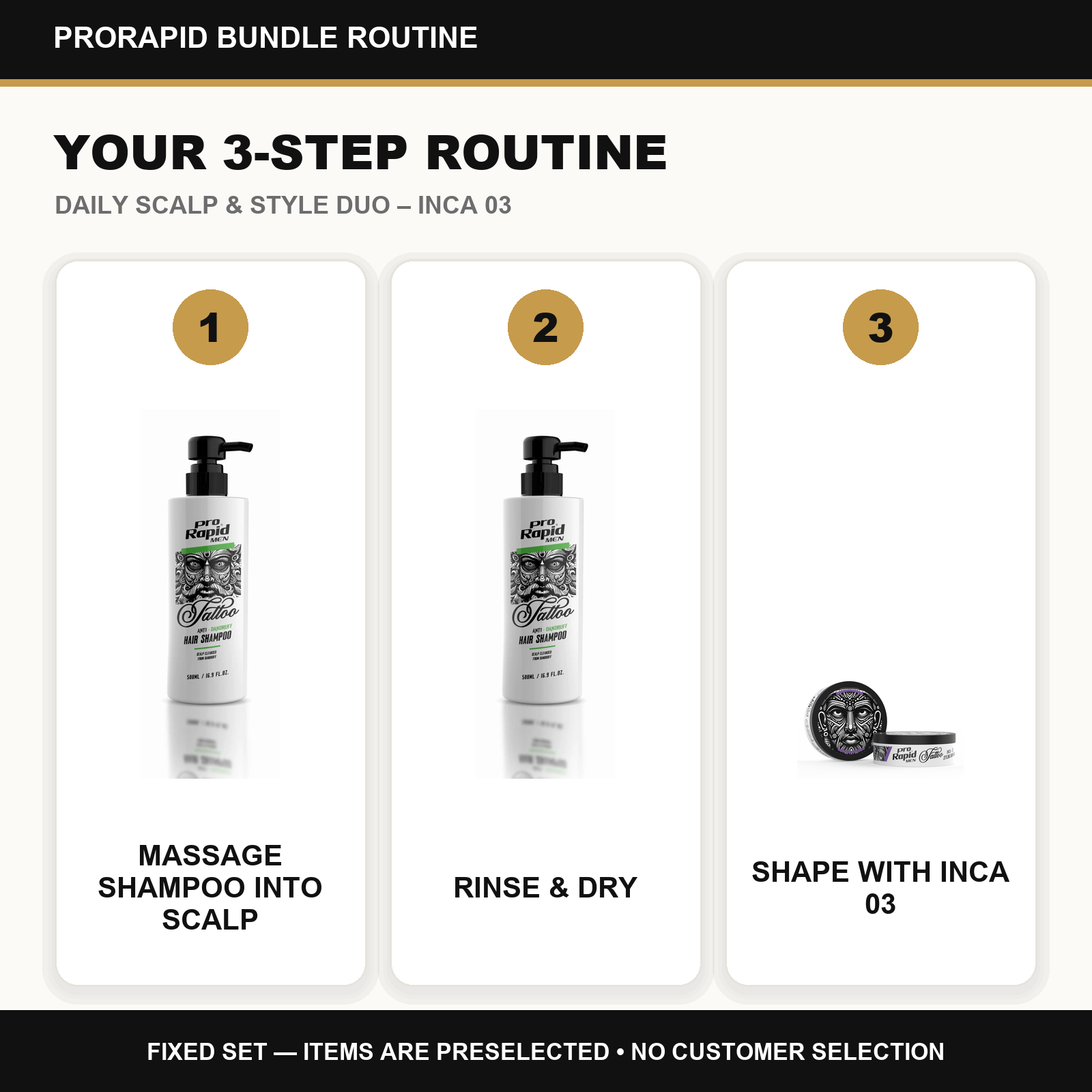 ProRapid Daily Scalp & Style Duo – INCA 03 step-by-step ProRapid grooming routine