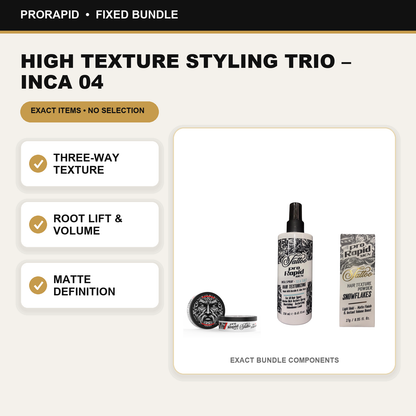 ProRapid High Texture Styling Trio – INCA 04 key benefits and included ProRapid products