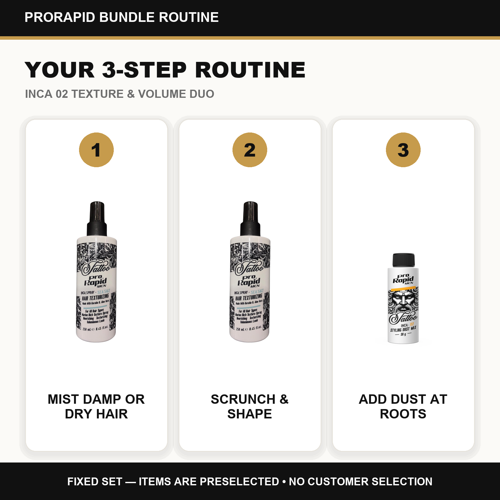 ProRapid INCA 02 Texture & Volume Duo step-by-step ProRapid grooming routine