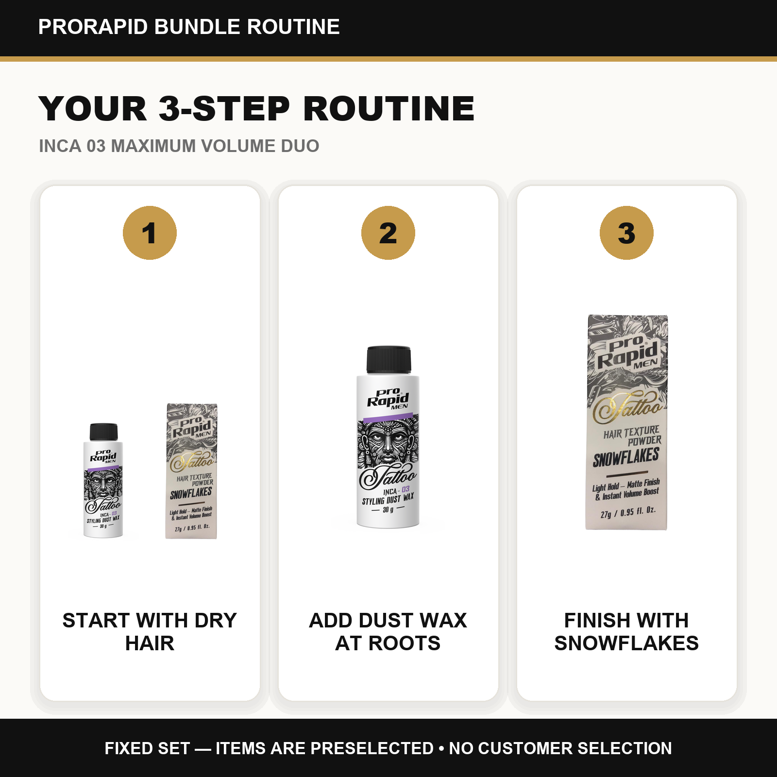 ProRapid INCA 03 Maximum Volume Duo step-by-step ProRapid grooming routine