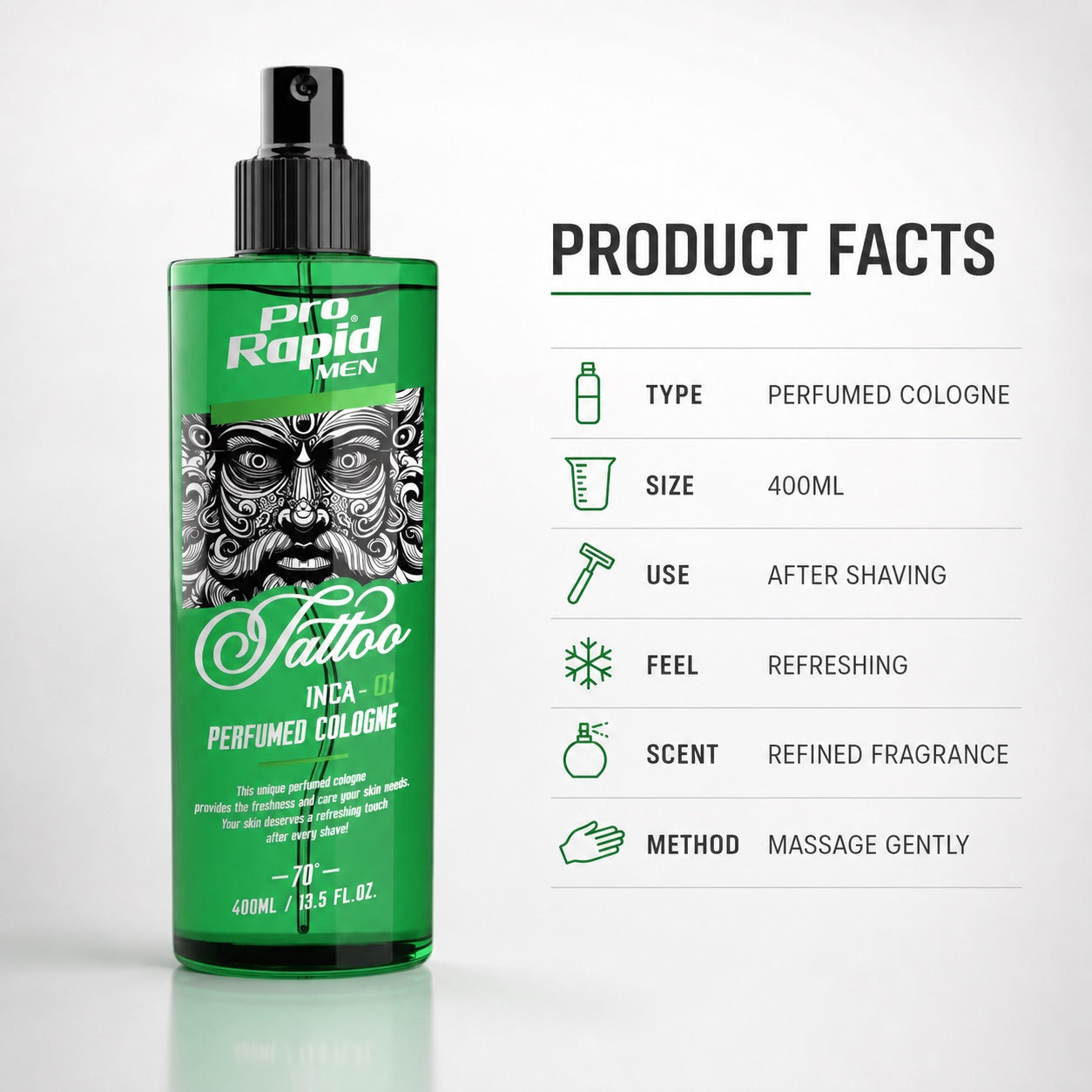 ProRapid INCA After Shave Perfumed Cologne product facts