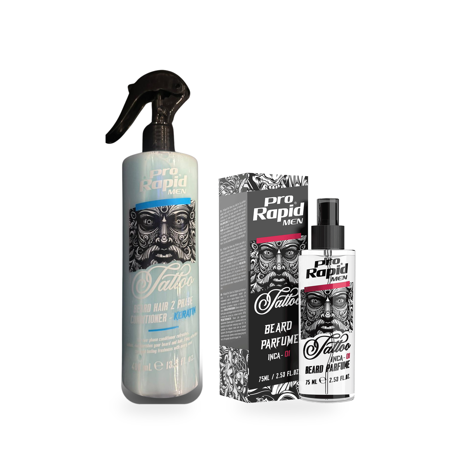 ProRapid Keratin Beard & Scent Duo – INCA 01 fixed bundle on a clean white background