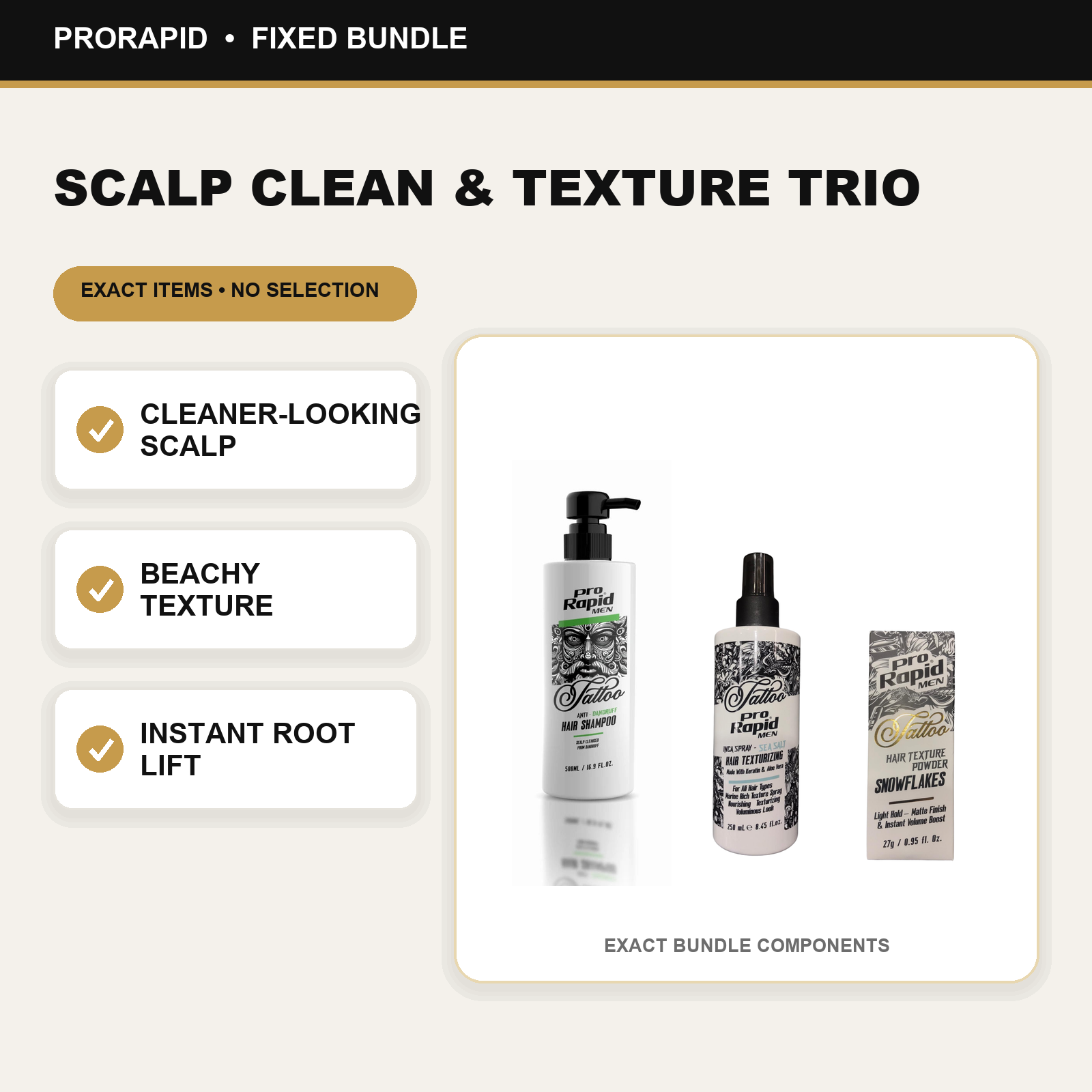 ProRapid Scalp Clean & Texture Trio key benefits and included ProRapid products