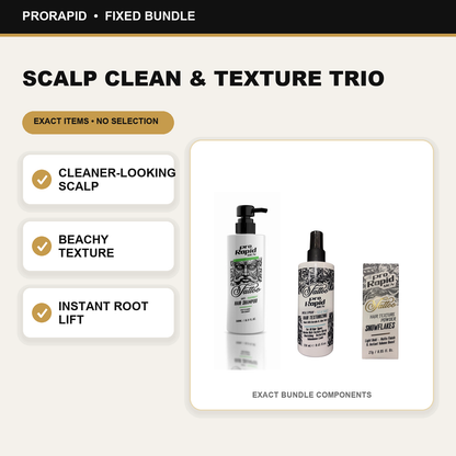 ProRapid Scalp Clean & Texture Trio key benefits and included ProRapid products