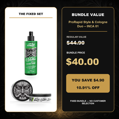 ProRapid Style & Cologne Duo – INCA 01 $40.00 bundle price and $4.90 saving