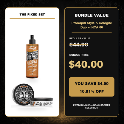 ProRapid Style & Cologne Duo – INCA 06 $40.00 bundle price and $4.90 saving