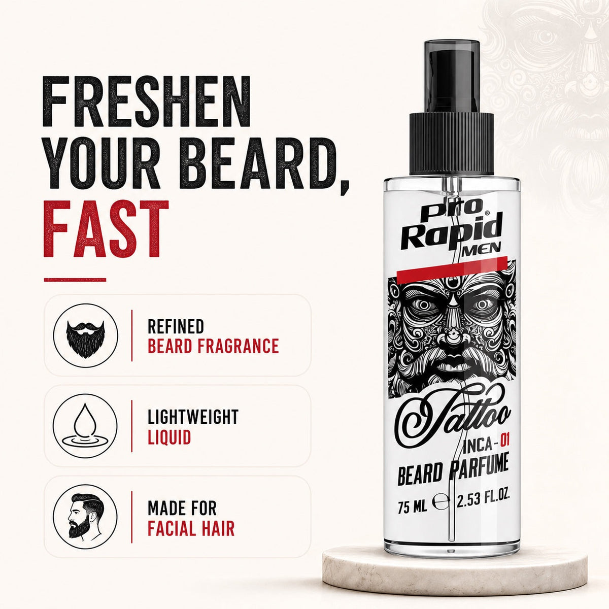 ProRapid Tattoo Beard Parfume 75ml features