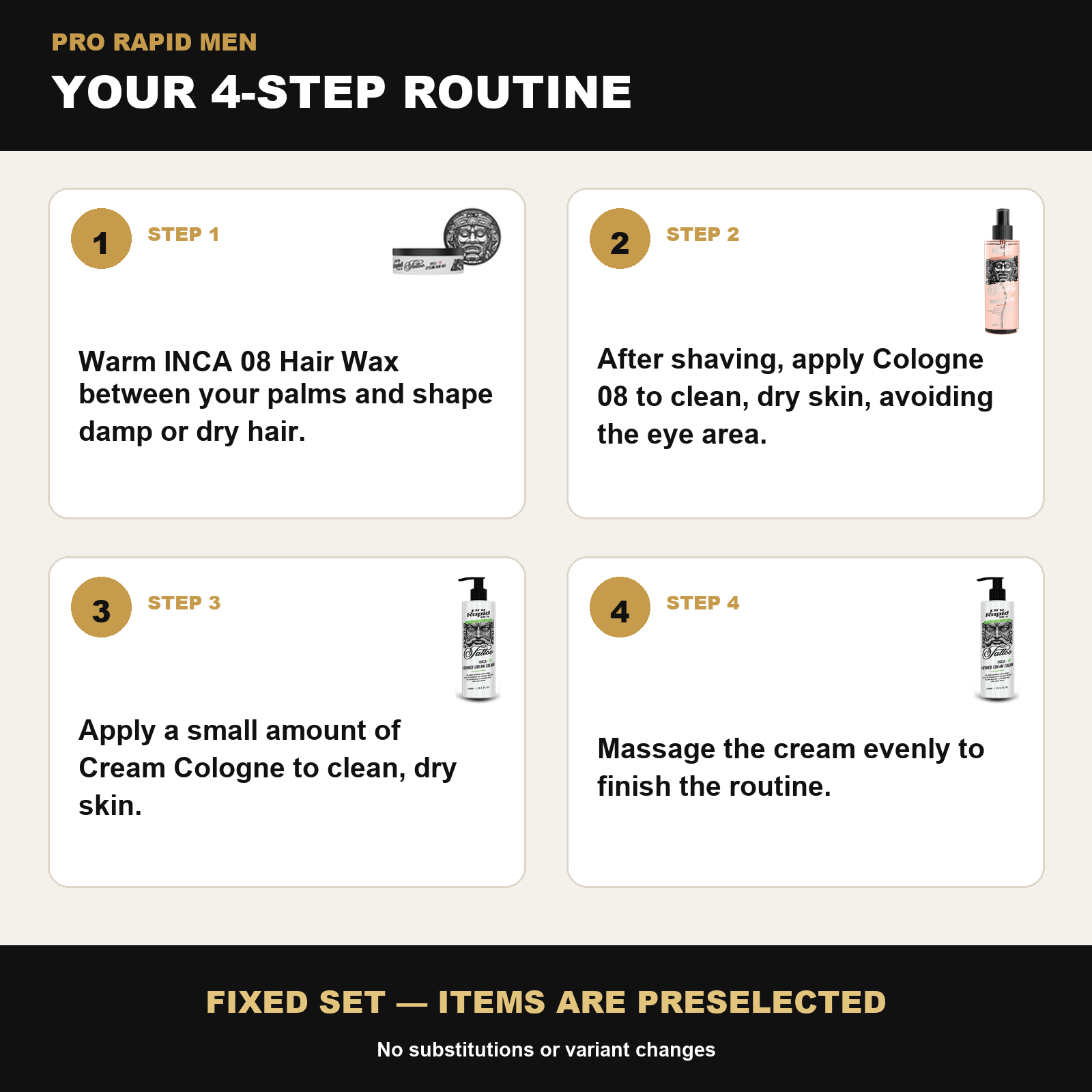 ProRapid Tattoo Grooming Trio – INCA 08 step-by-step ProRapid grooming routine