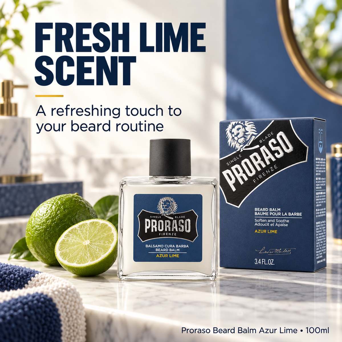 Proraso Beard Balm Azur Lime 100ml – fresh lime scent