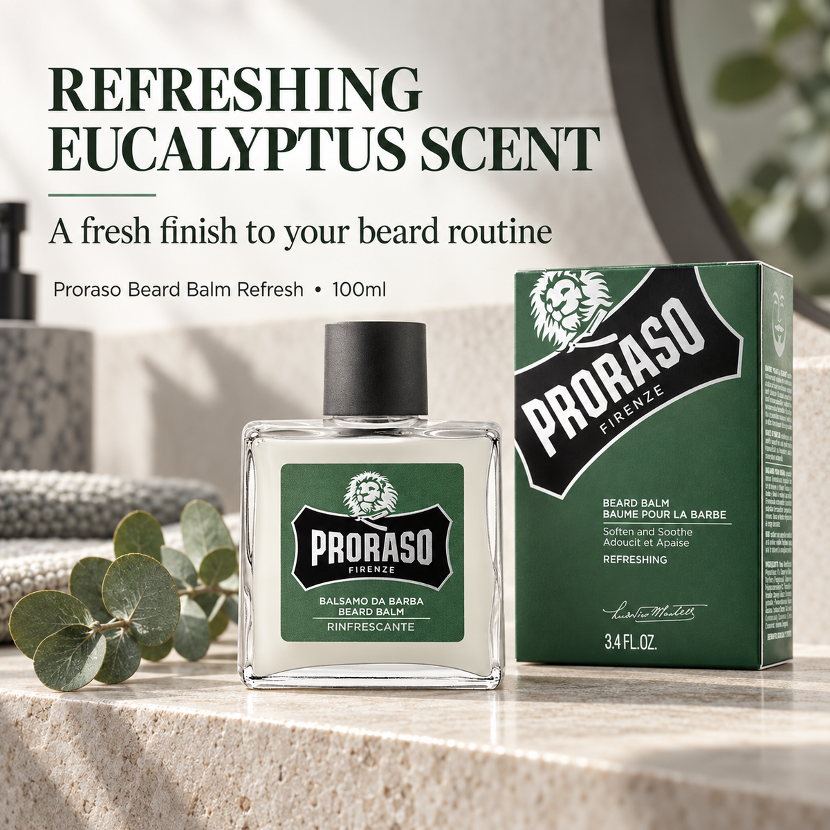 Proraso Beard Balm Refresh 100ml — refreshing eucalyptus scent