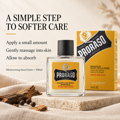 Proraso Wood and Spice Beard Balm 100ml — simple care routine