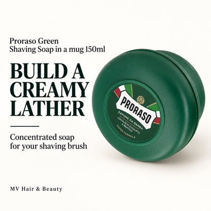 Proraso Green Shaving Soap in a mug 150ml — BUILD A CREAMY LATHER