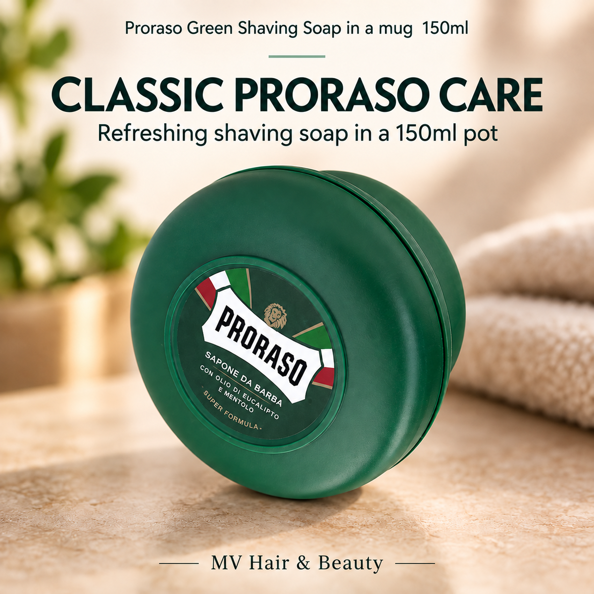 Proraso Green Shaving Soap in a mug 150ml — CLASSIC PRORASO CARE