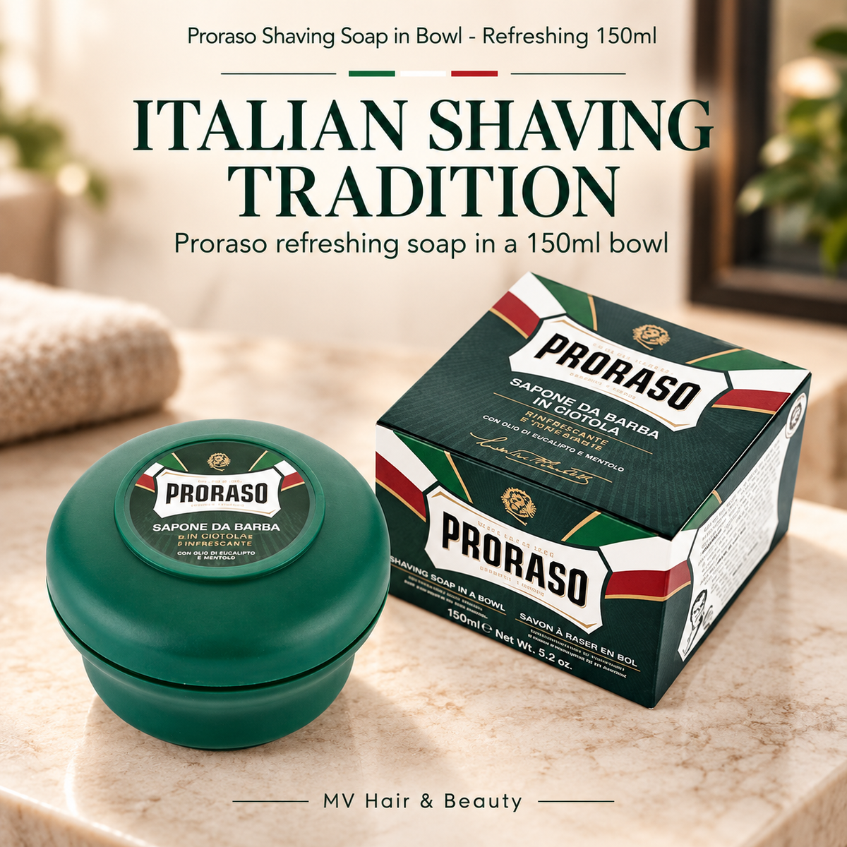 Proraso Shaving Soap in Bowl - Refreshing 150ml — ITALIAN SHAVING TRADITION