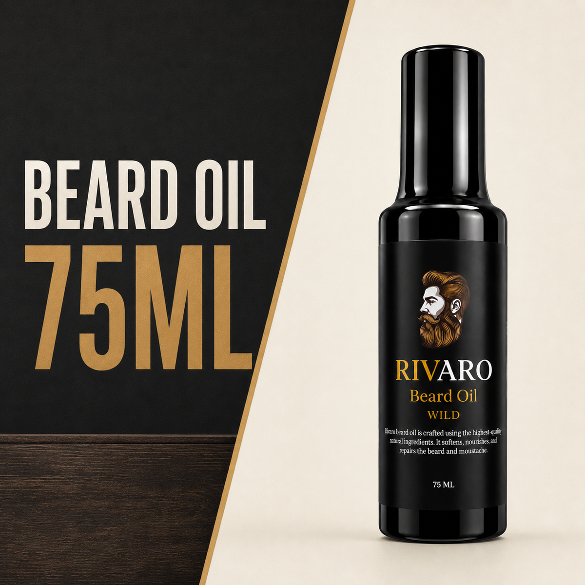Rivaro Wild Beard Oil 75ml bottle and dropper detail