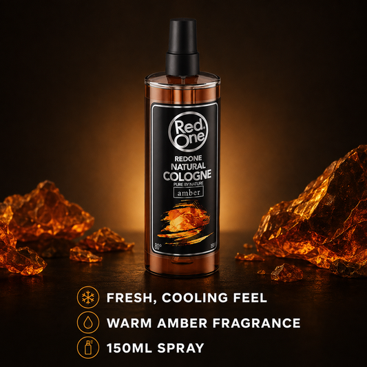 RedOne Natural Cologne Amber 150ml benefits: fresh cooling feel and warm amber fragrance