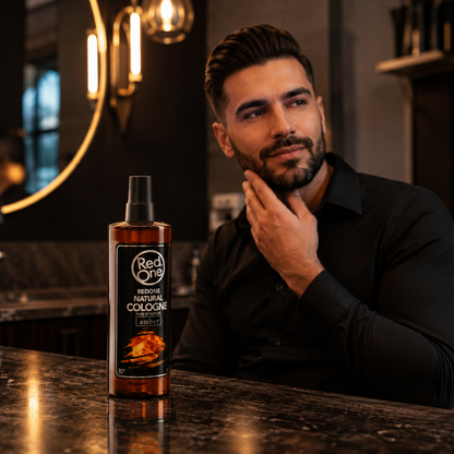 Freshly groomed man with RedOne Natural Cologne Amber 150ml