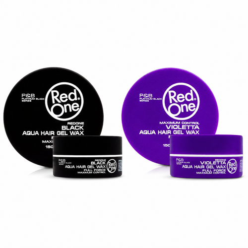 RedOne Black and Violetta Aqua Gel Wax 150ml duo on a white background