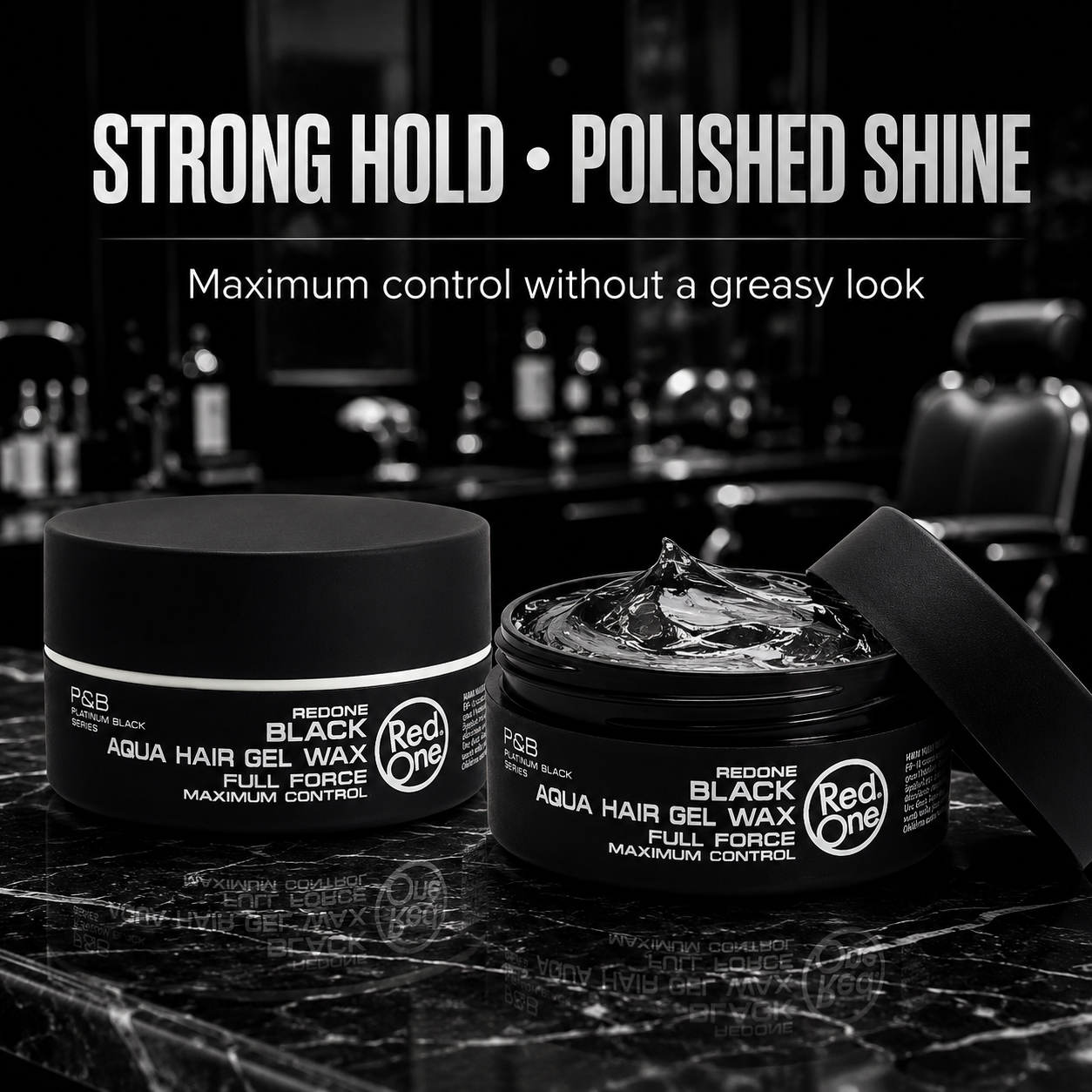 RedOne Aqua Hair Gel Wax Full Force Black 150ml – strong hold and polished shine