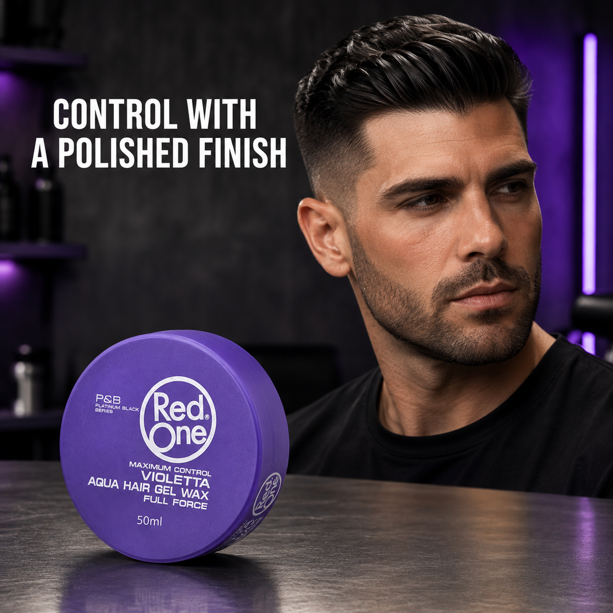 Polished textured hairstyle with RedOne Violetta Aqua Hair Gel Wax 50ml