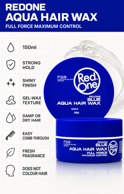 RedOne Aqua Hair Wax Full Force Blue 150ml product facts and styling benefits