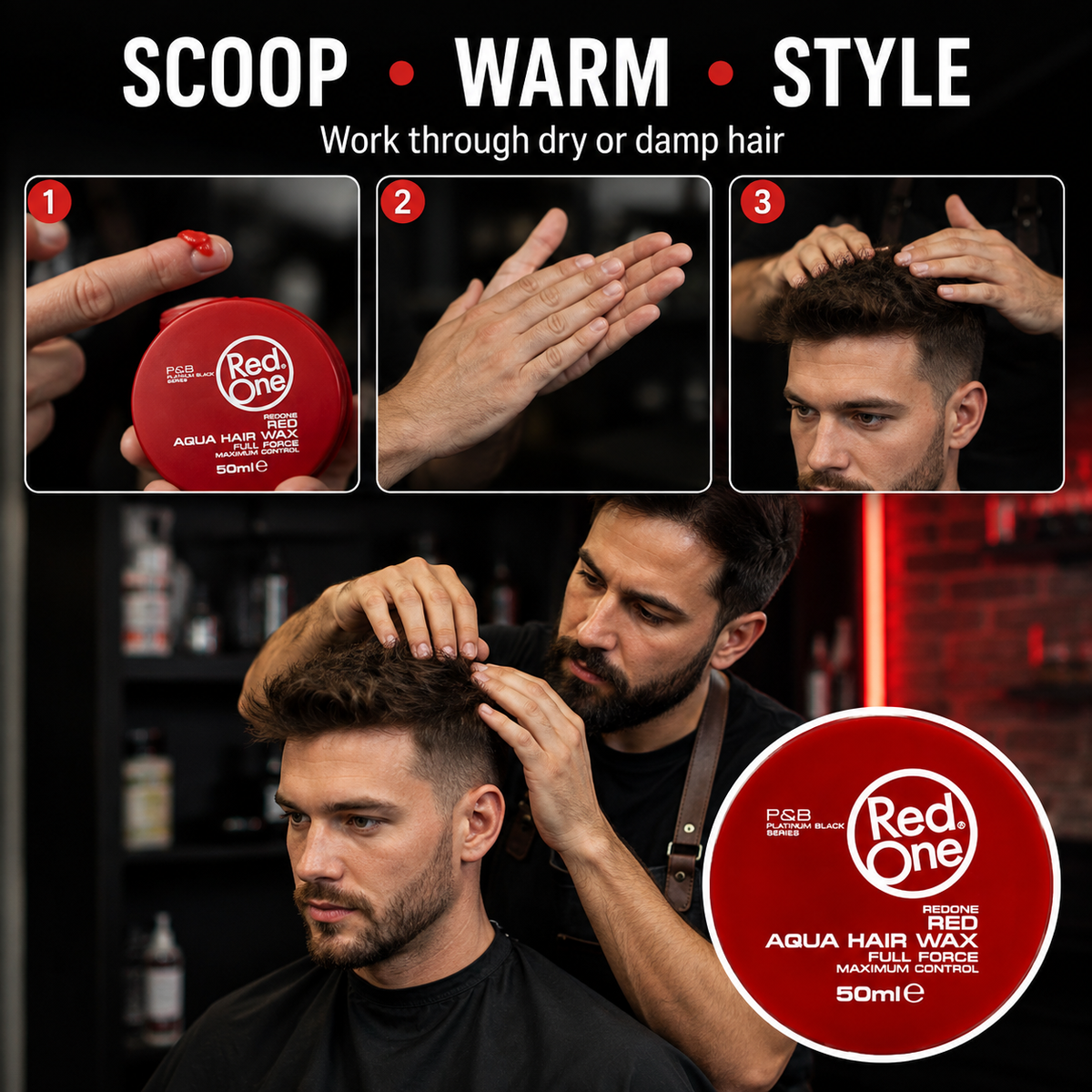 How to use RedOne Aqua Hair Wax Full Force Red 50ml