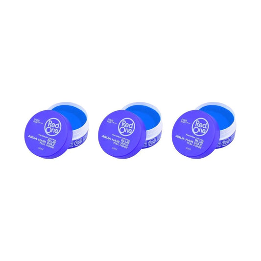 Three RedOne Blue Aqua Hair Wax Full Force 50ml tubs