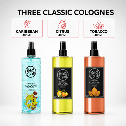 RedOne Classic Cologne Trio Caribbean Citrus and Tobacco profiles