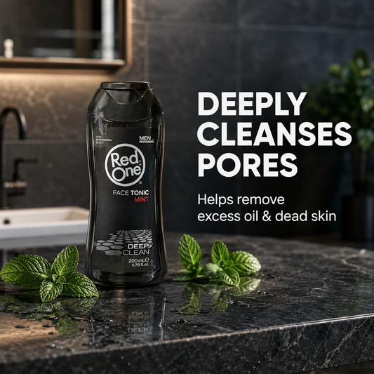 RedOne Cleaning Face Tonic Mint 200ml benefit graphic about deep pore cleansing