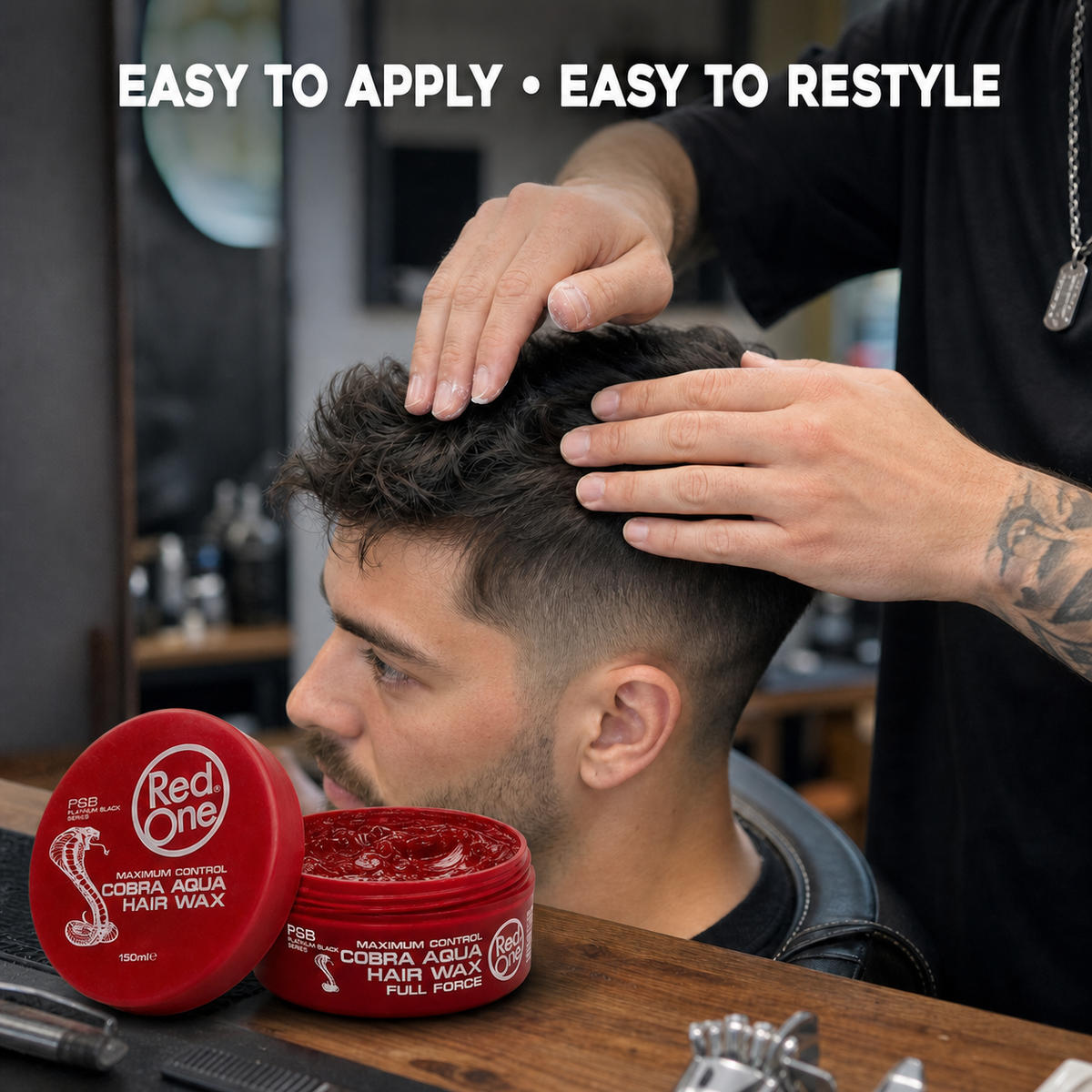 RedOne Cobra Aqua Hair Wax in use - easy to apply and restyle