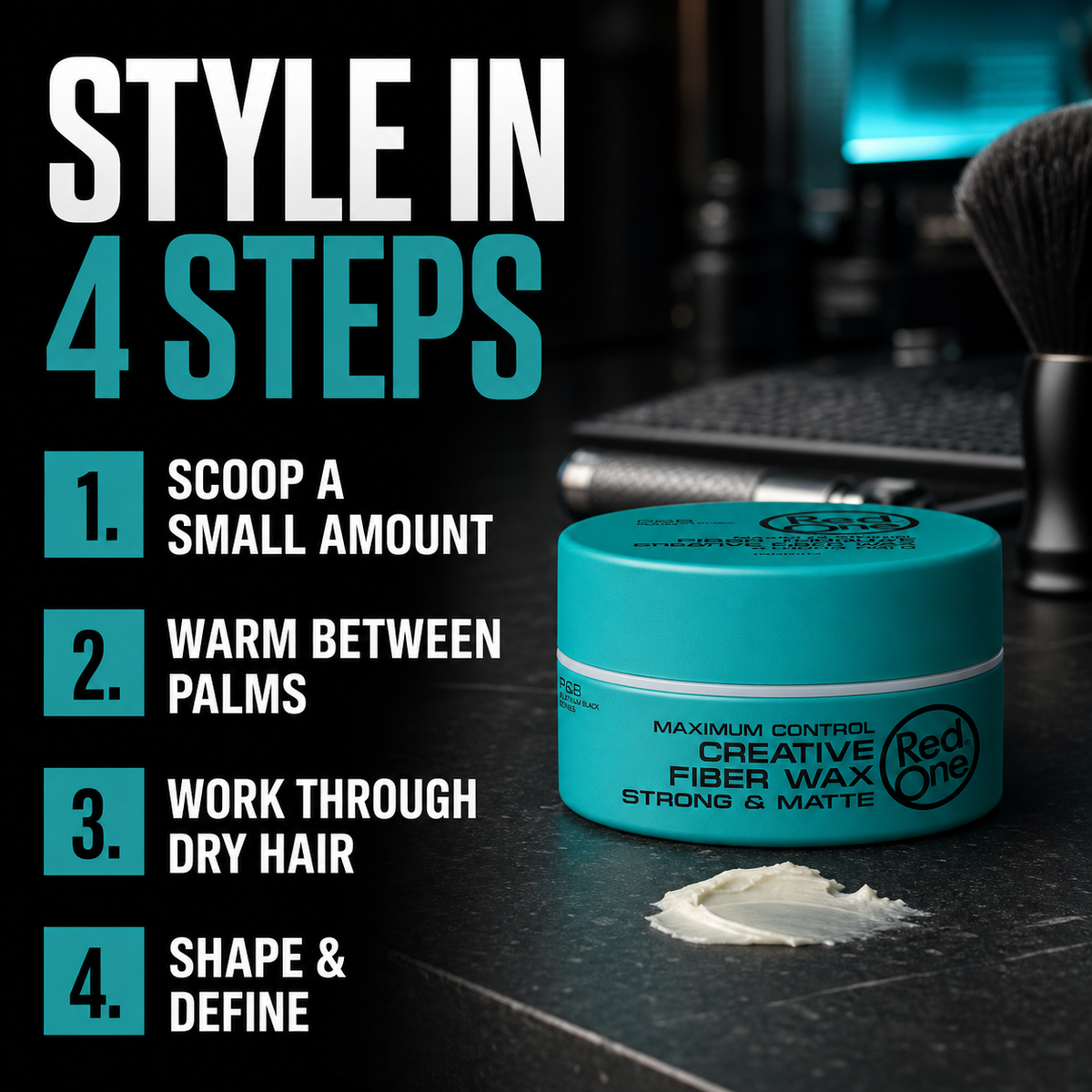 RedOne Creative Fiber Wax 150ml four-step styling routine