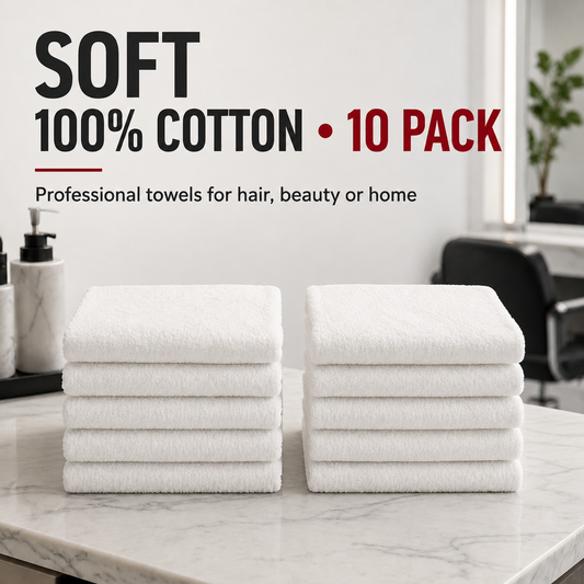 RedOne white rectangular face towels in a soft 10-pack benefit graphic