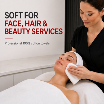 RedOne white rectangular face towel shown in a facial care routine