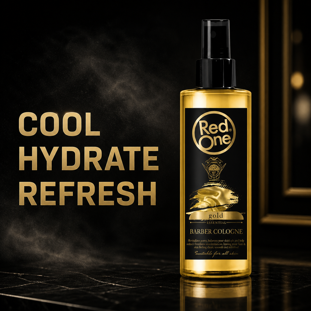 RedOne Gold After Shave Barber Cologne cooling, hydrating and refreshing
