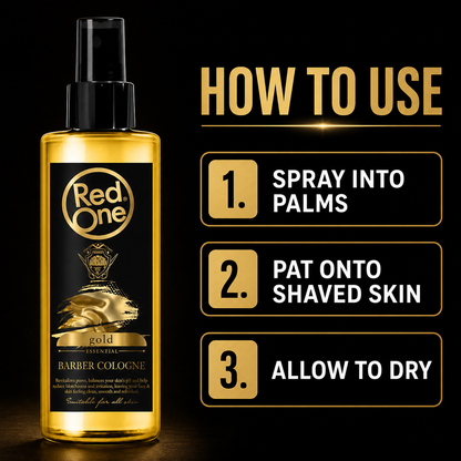 How to use RedOne Gold After Shave Barber Cologne in three steps