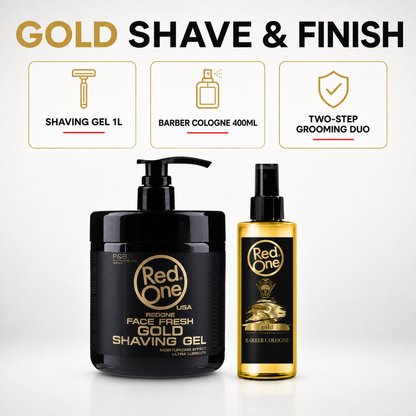 RedOne Gold Shave and Cologne Duo benefits from prep to finish