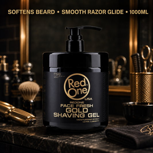 RedOne Face Fresh Gold Shaving Gel 1000ml for beard softening and smooth razor glide